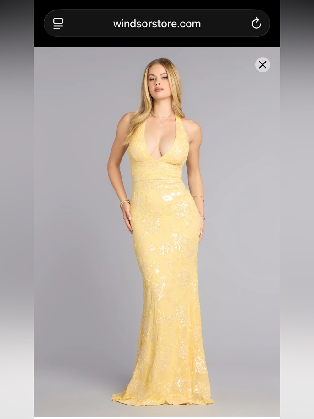 Yellow sequin formal dress